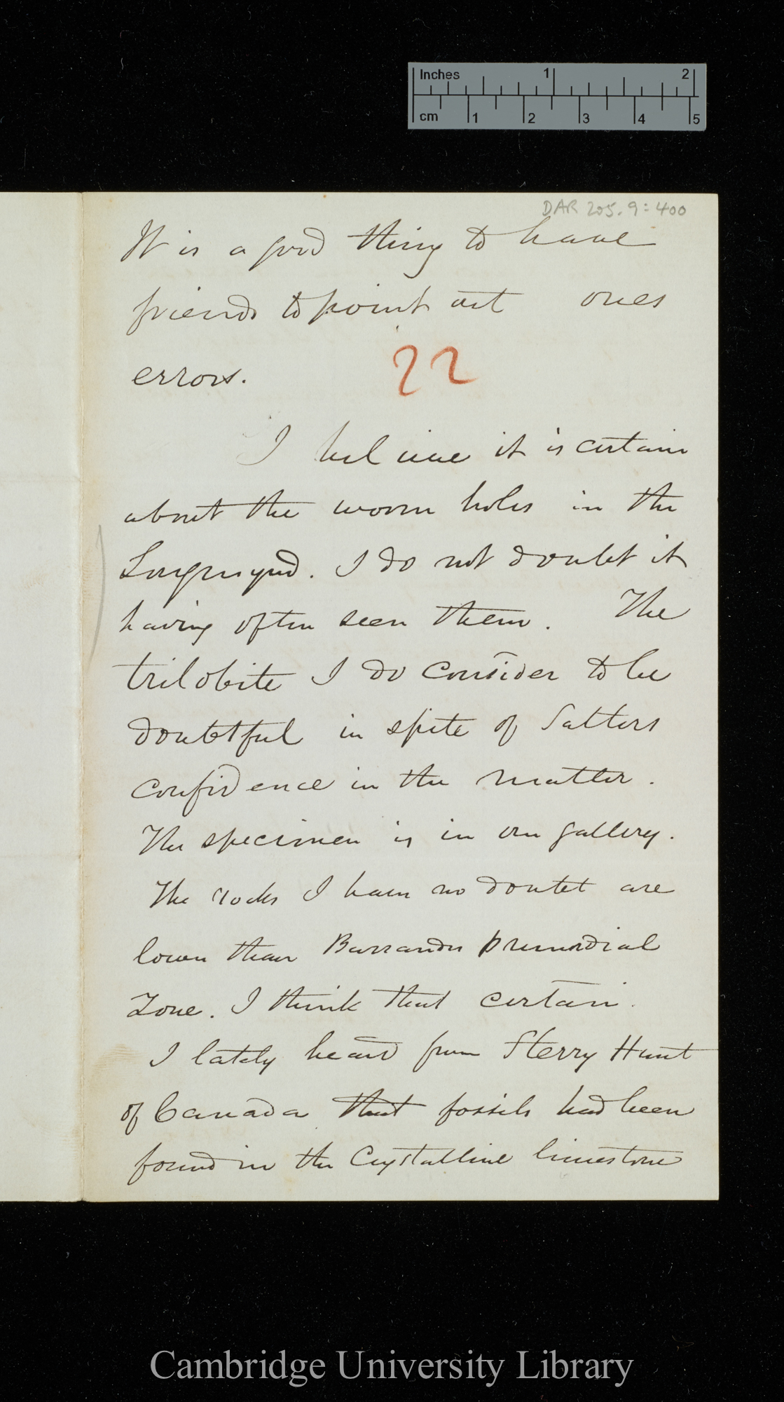 Sir Andrew Crombie Ramsay to Charles Robert Darwin