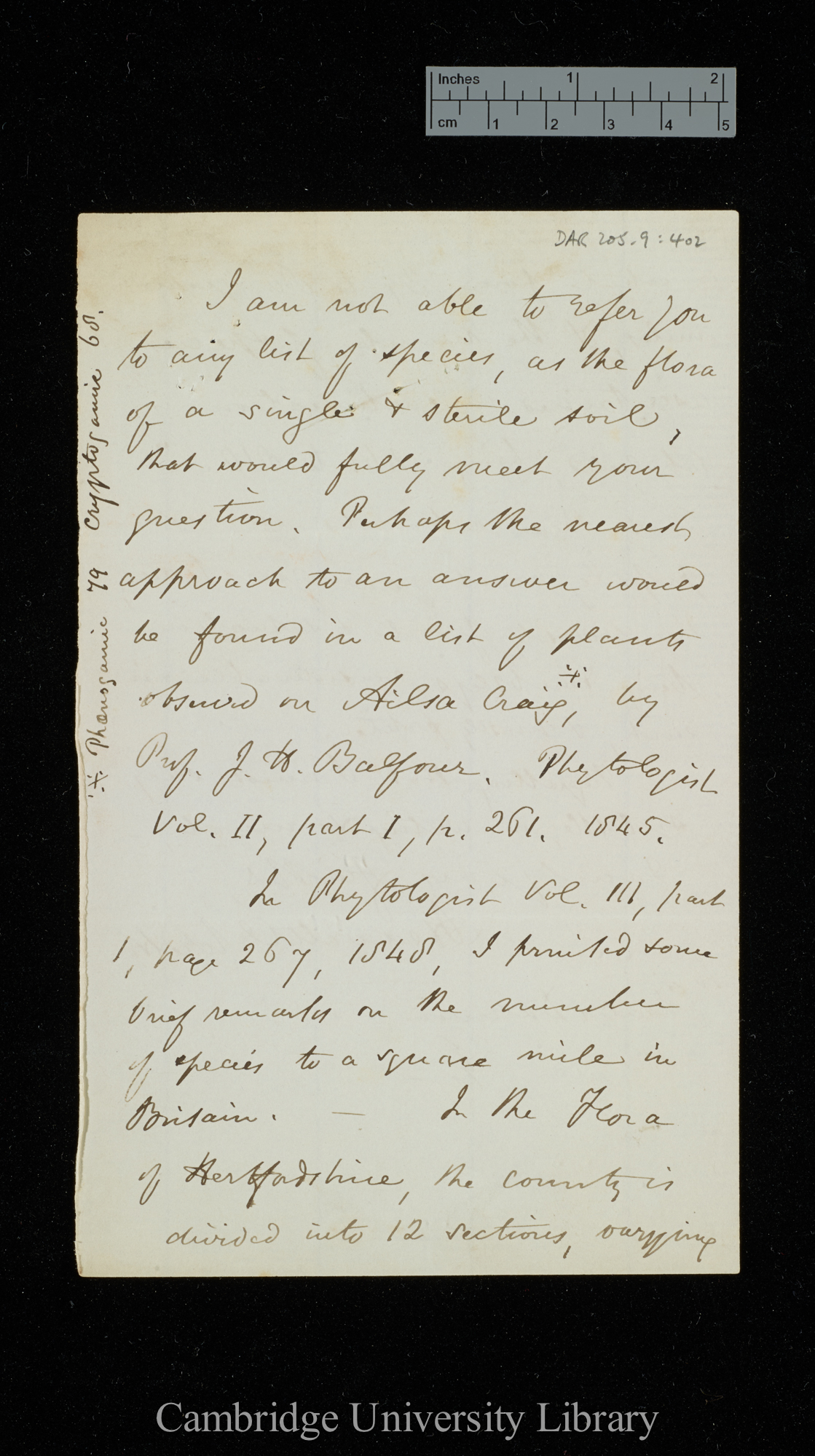 Hewett Cottrell Watson to Charles Robert Darwin