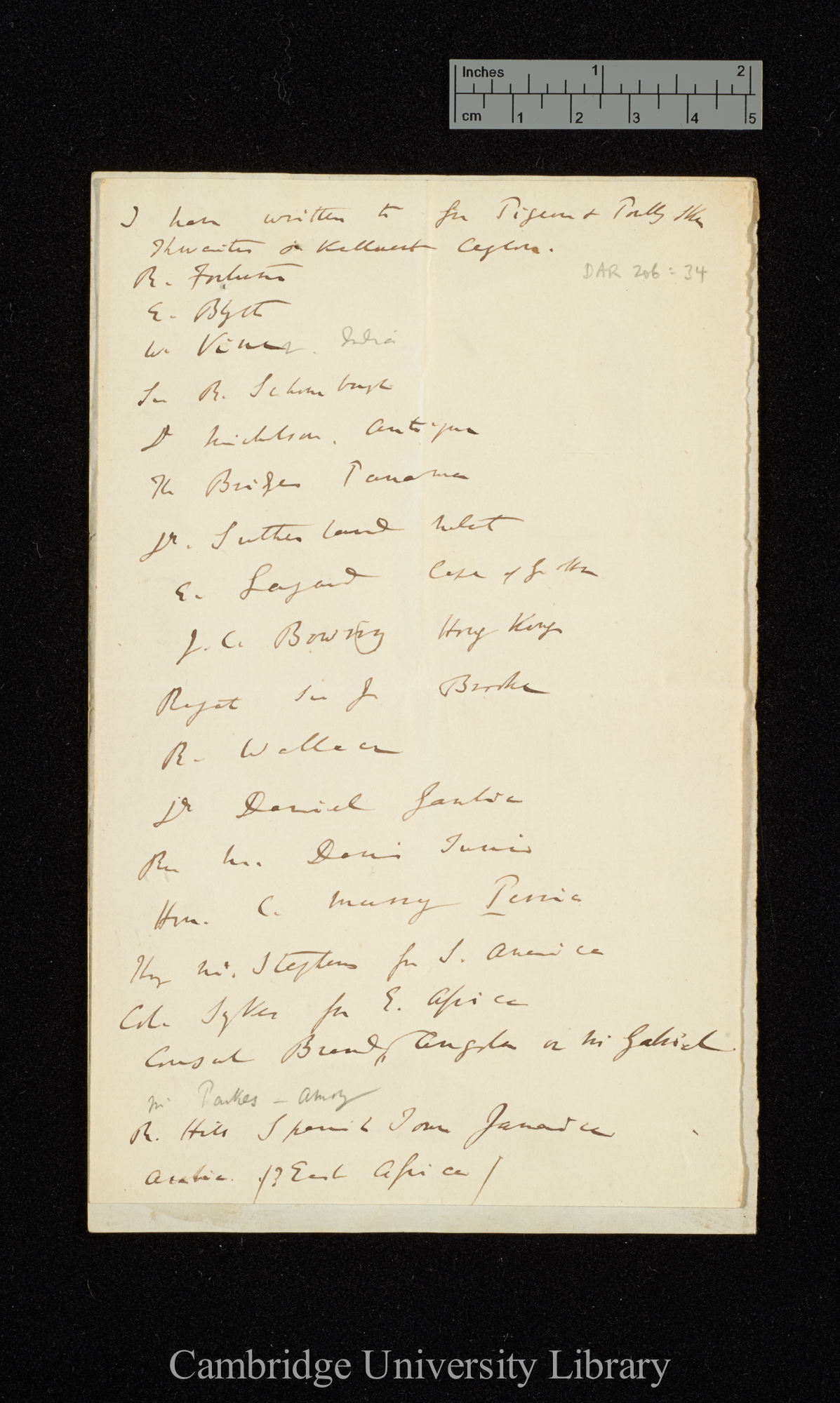 Charles Robert Darwin to [unspecified]