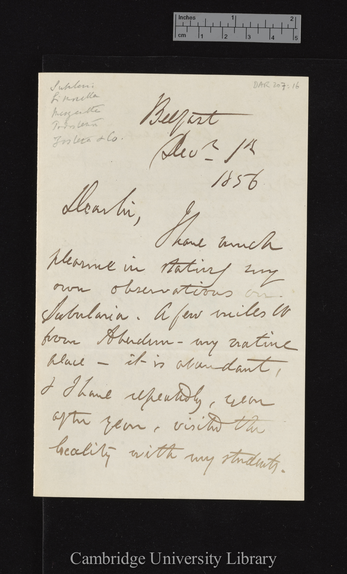 George Dickie to Charles Robert Darwin