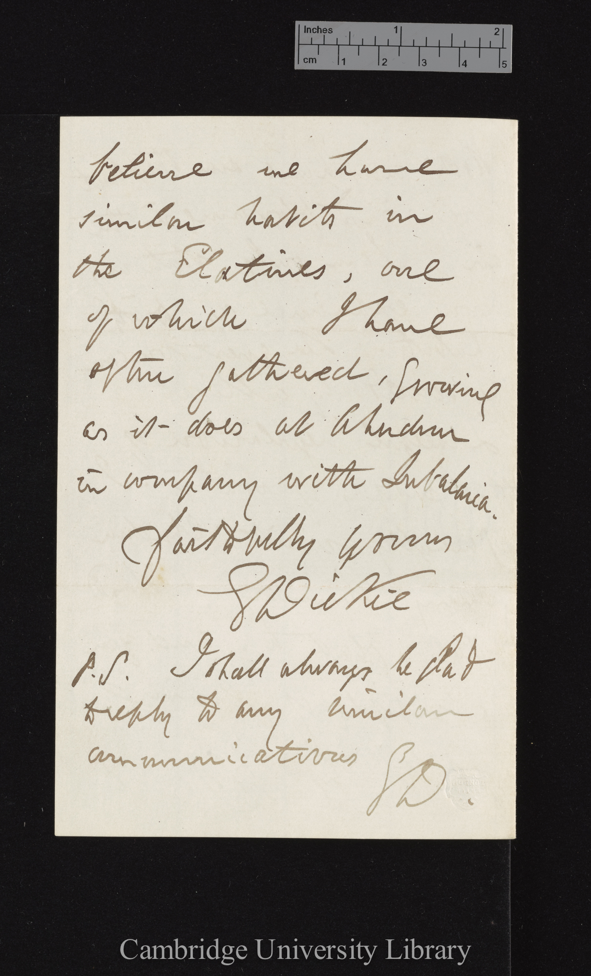 George Dickie to Charles Robert Darwin