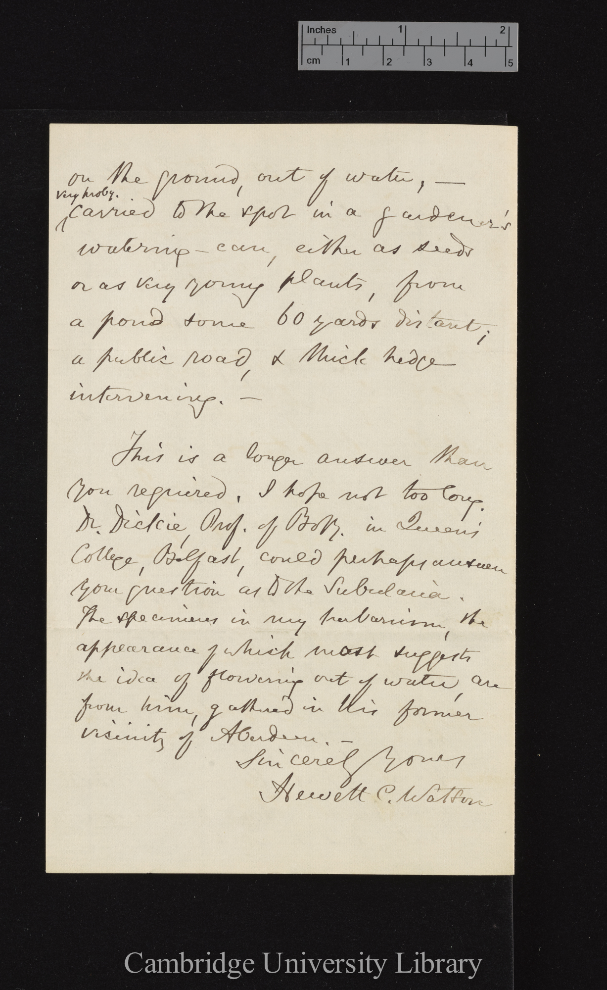 Hewett Cottrell Watson to Charles Robert Darwin