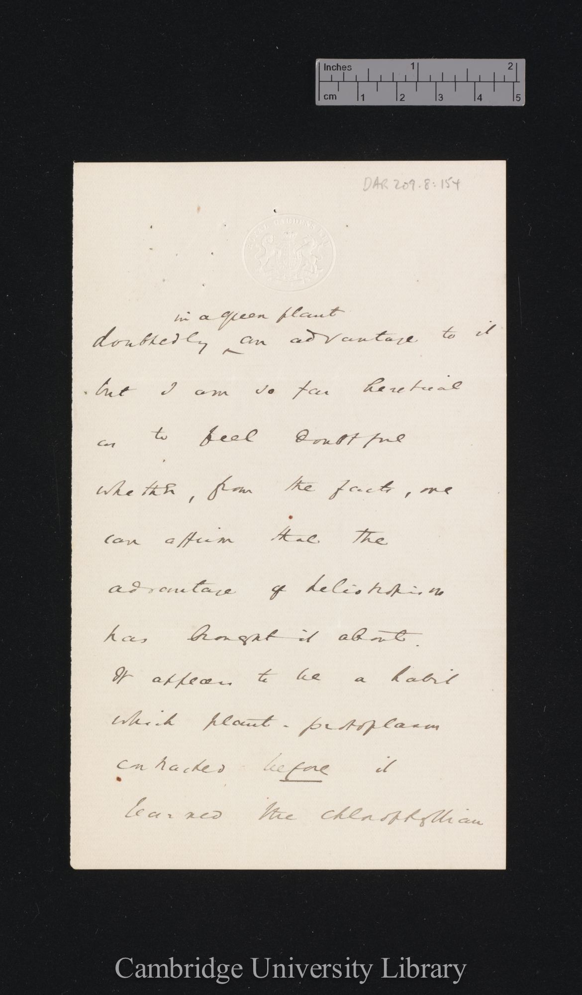 [Sir William Turner Thiselton-Dyer] to Charles Robert Darwin