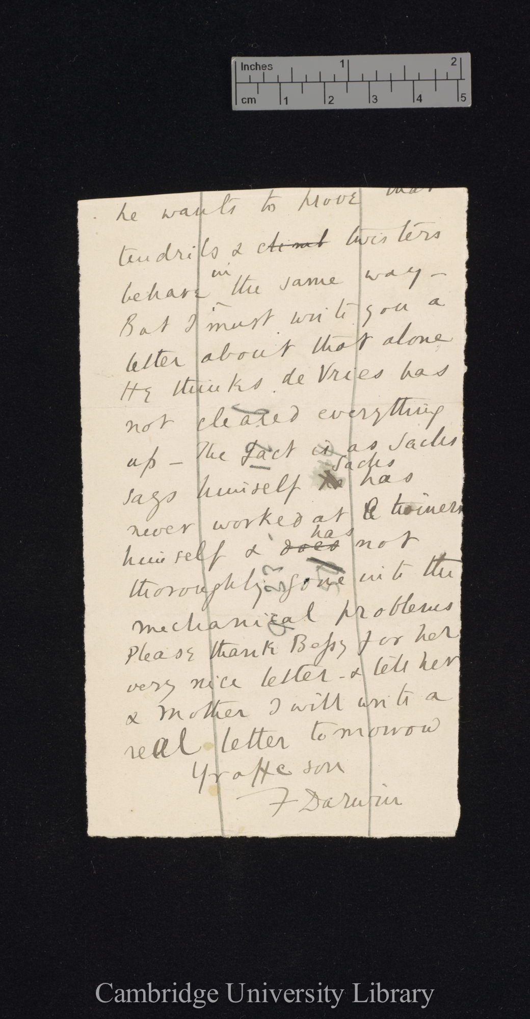 Sir Francis Darwin to Charles Robert Darwin