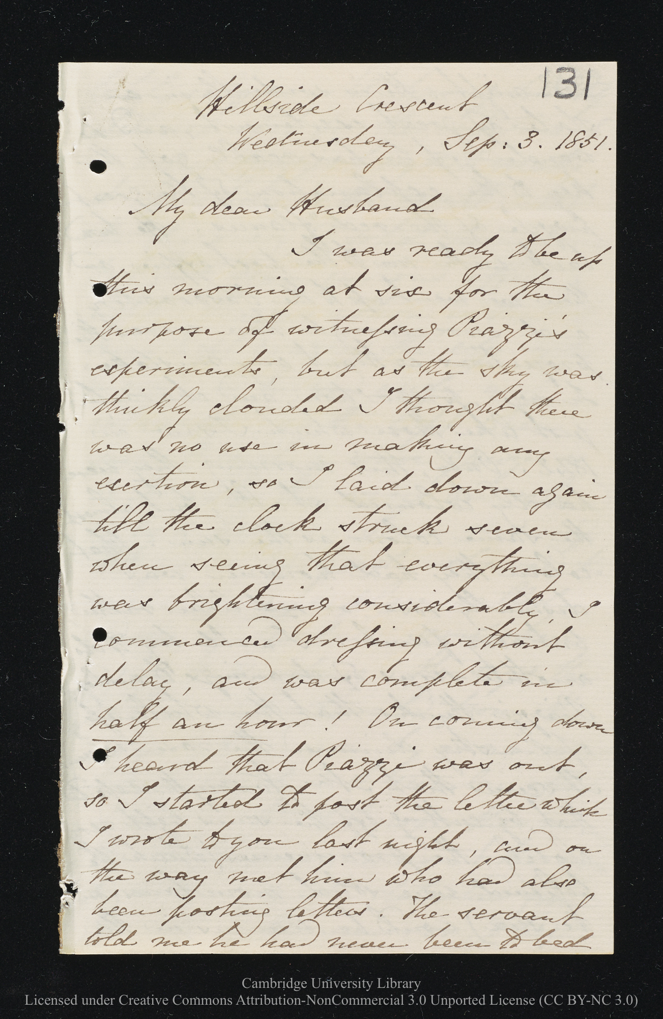Illustrated letter from Richarda Airy to her husband, George Biddell Airy