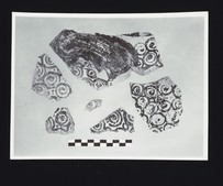 50-457 to 50-462 handle and 5 fragments from Palace Style amphora,  Epano Phournos, from tholos floor, Area IV