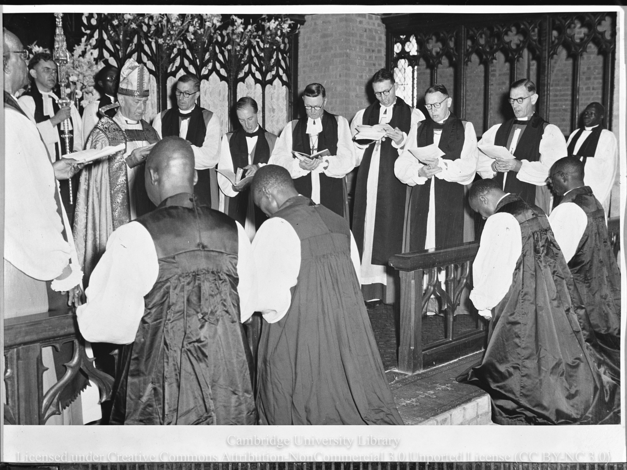 Consecration of four African Assistant Bishops in Namirembe Cathedral by Dr Geoffrey Fisher, Archbishop of Canterbury, 1955-05-15