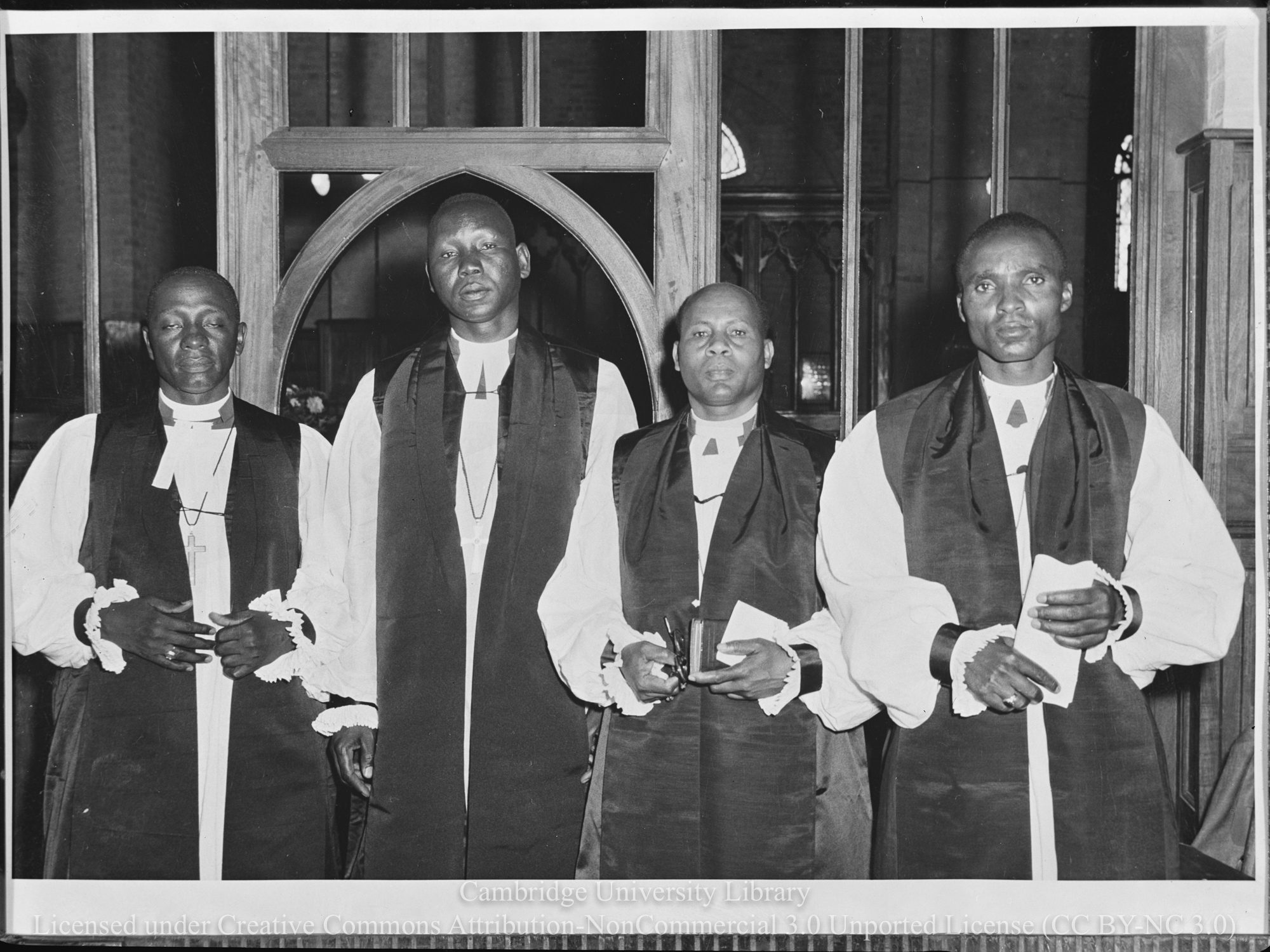 The four news Bishops (left to right): Rt. Rev. Yohana Omari, Rt. Rev. Daniel Deng Atong, Rt. Rev. Obadiah Kariuki, Rt. Rev. Festo Olang, 1955-05-15