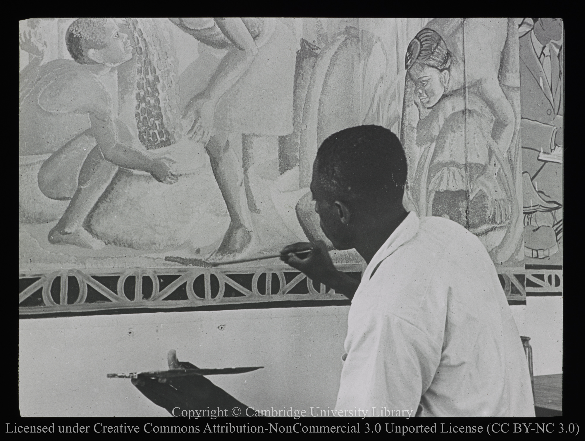 Painting a mural at Achimota, 1900 - 1947