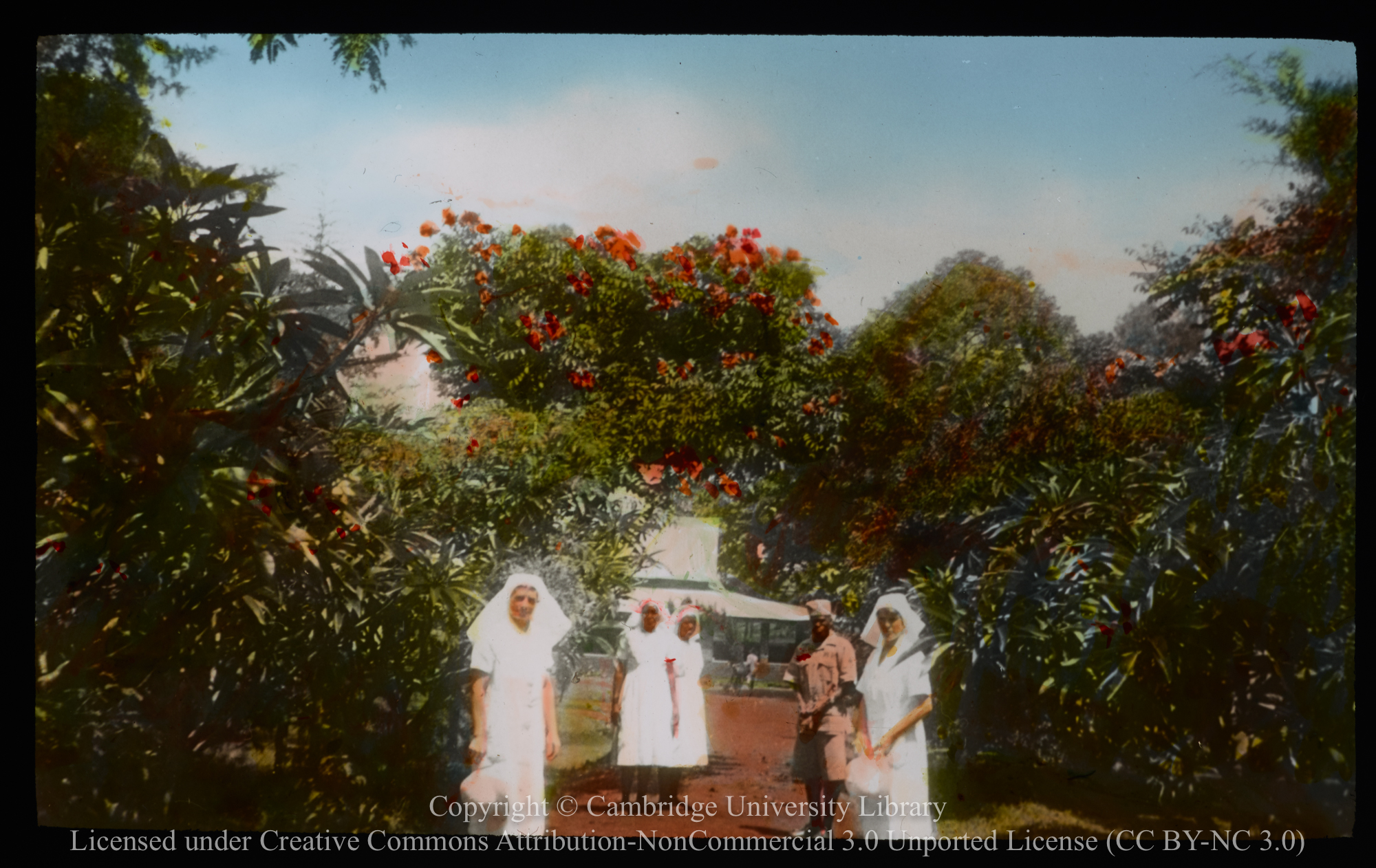 Nurses in Mengo (?) Hospital grounds, 1937