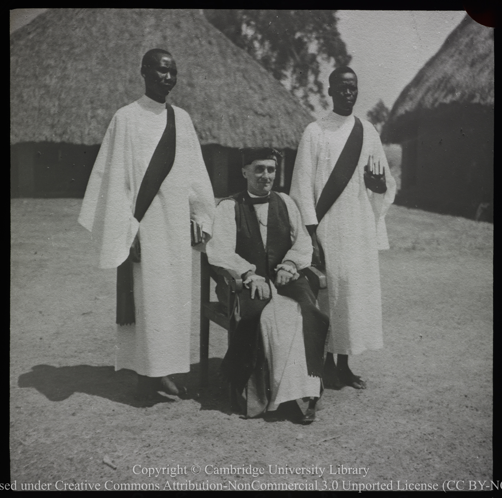 Bishop A.M. Gelsthorpe (1892-1968), as Bishop in the Sudan, 1945-1952, with the first two Southern Sudan deacons, 1945 - 1952