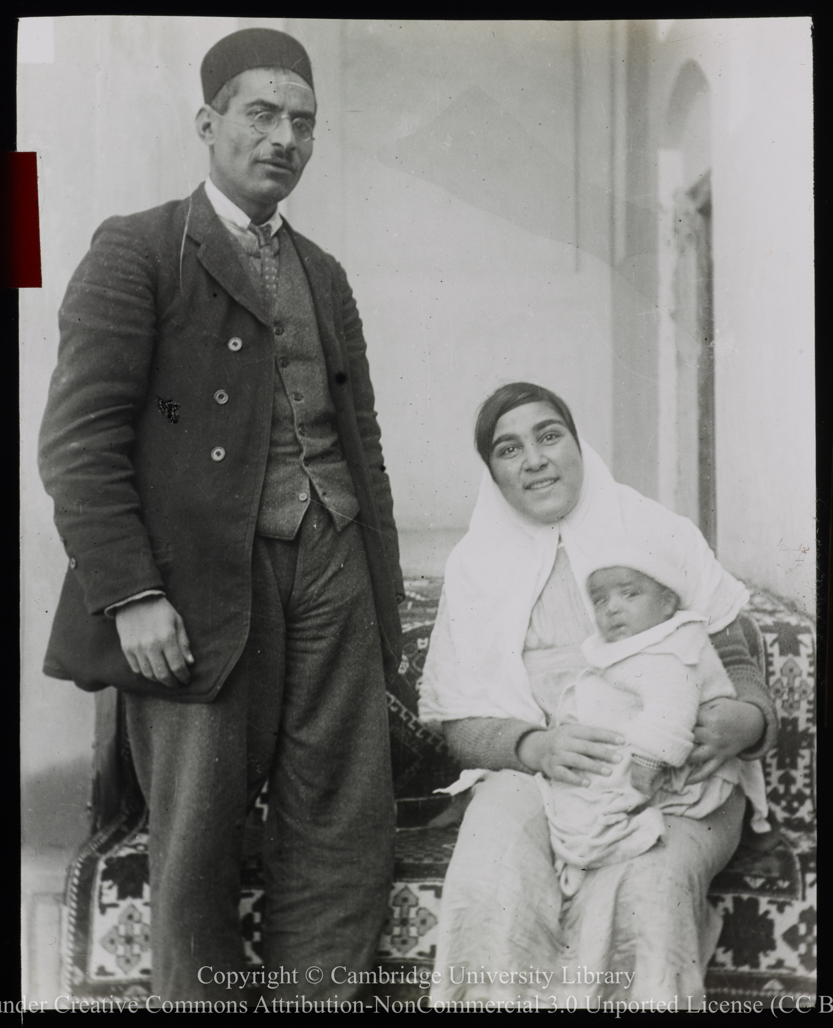 Mirza Akbar, ordained deacon in St. Luke&#39;s Church, Isfahan [EÅŸfahÄn], in 1922, with his wife and child, 1922