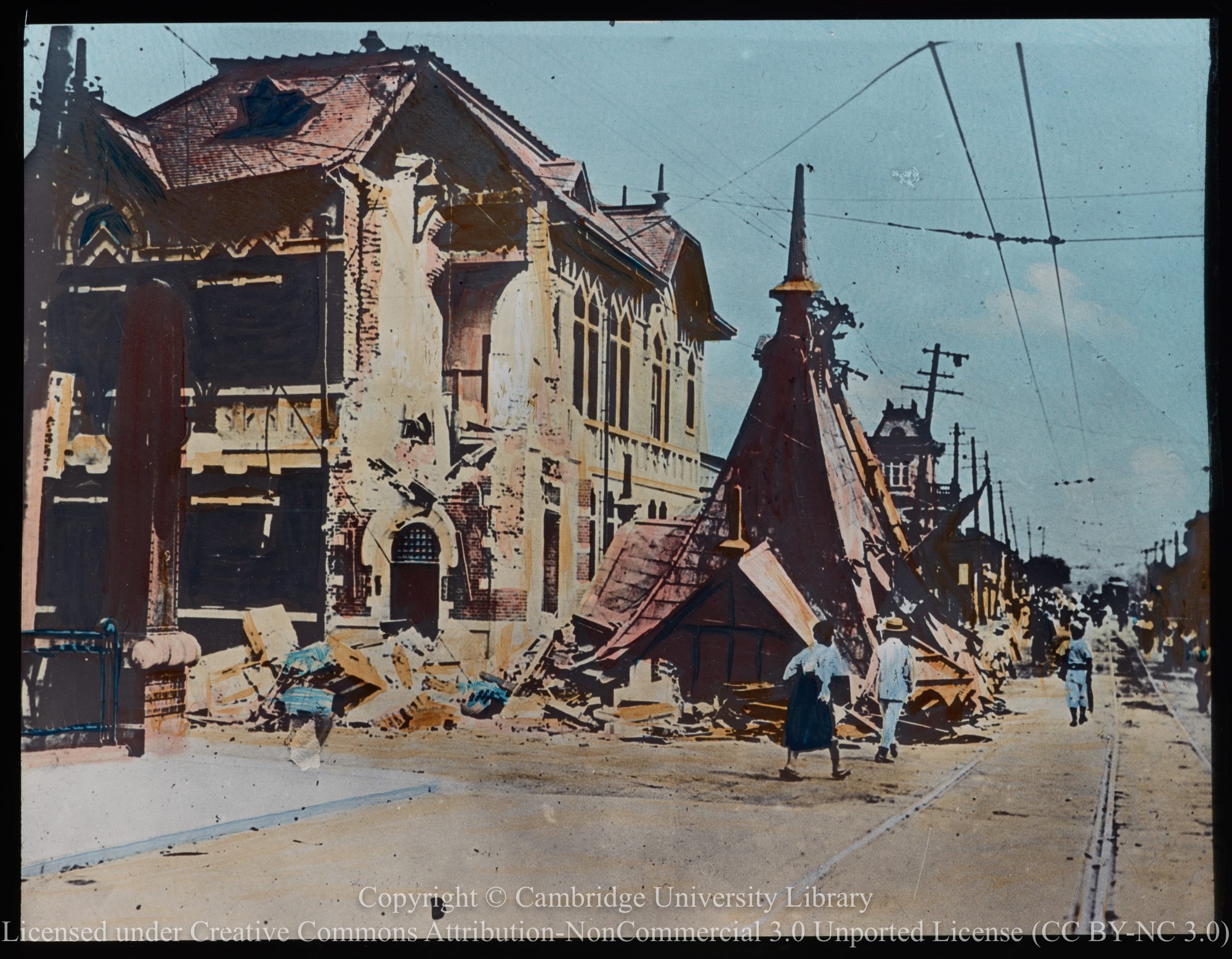 Wreckage of Tokyo railway station and other buildings caused by 1923 earthquake and typhoon, 1923
