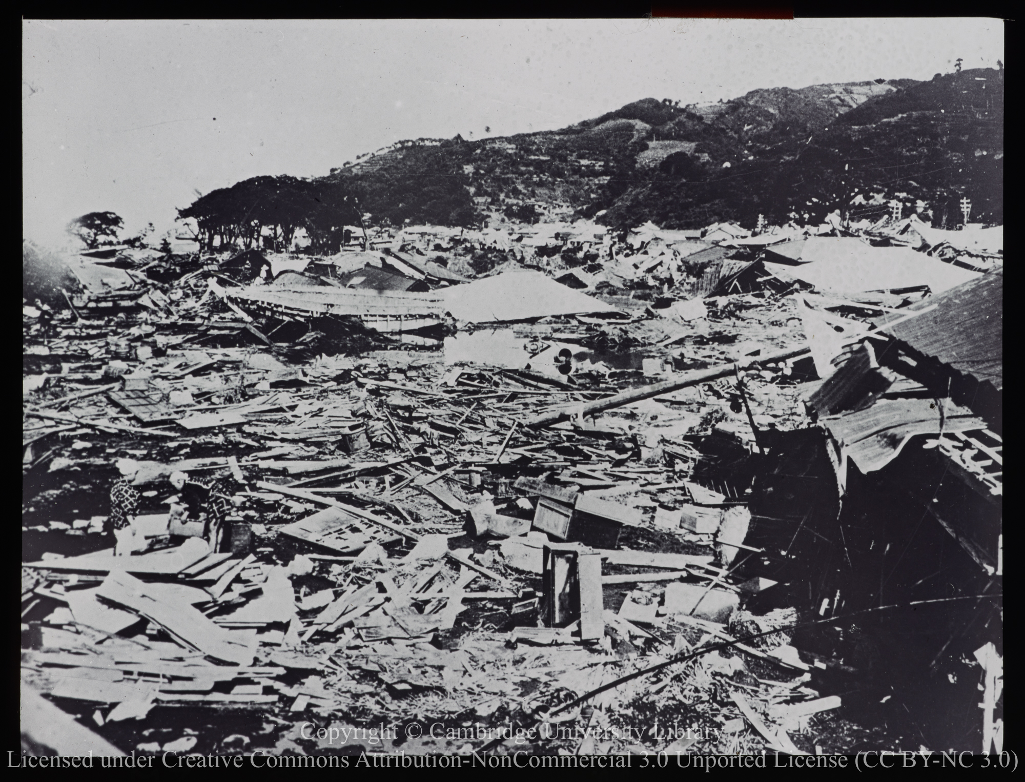 Wreckage of fishing village near Tokyo after 1923 earthquake and typhoon, 1923