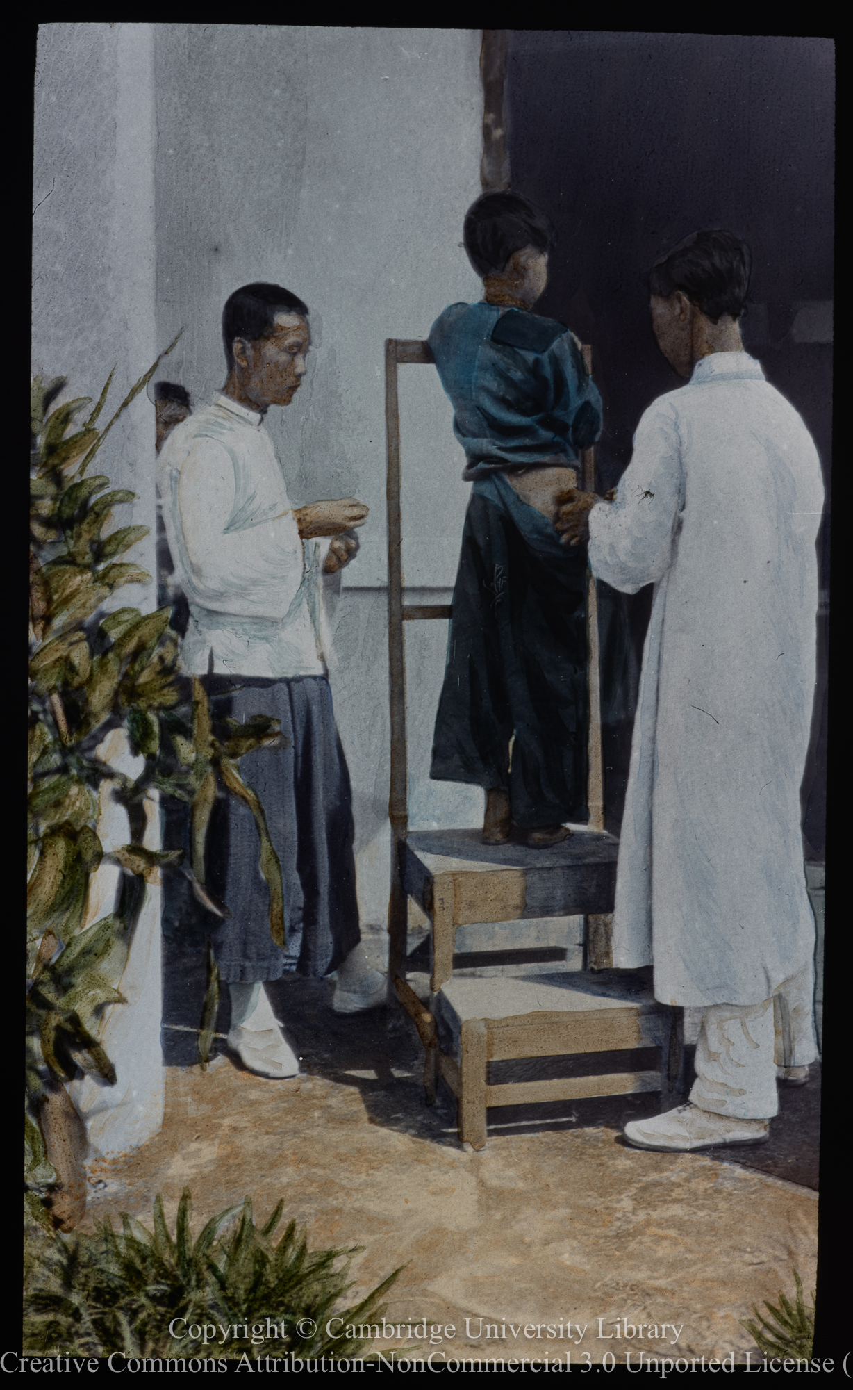 Jonas Lee inoculating a person affected by leprosy, 1900