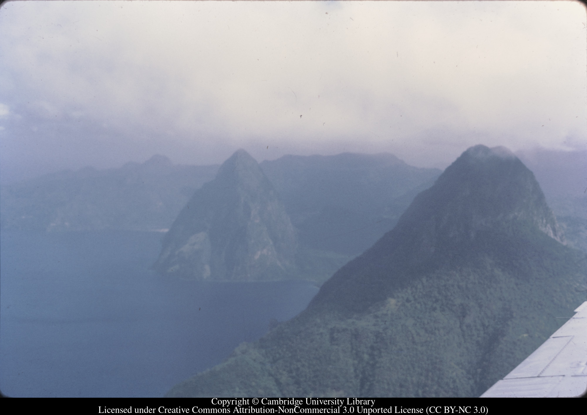 Gros and Petit Pitons from south, 1971-02