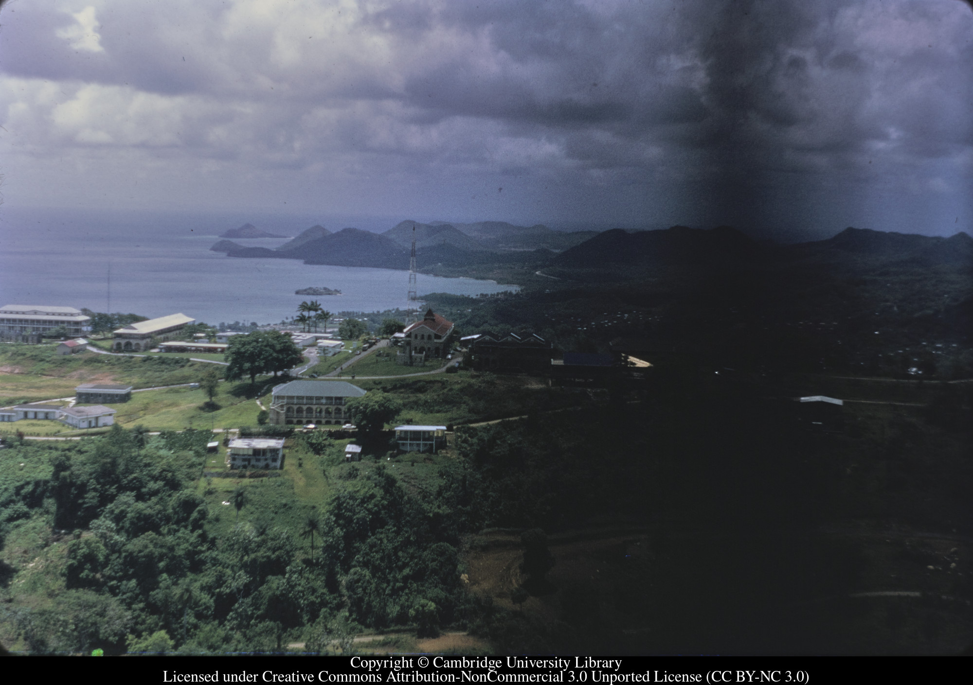 The Morne from the air : Barracks; Technical College; Teachers College; Sixth Form College, 1972-09