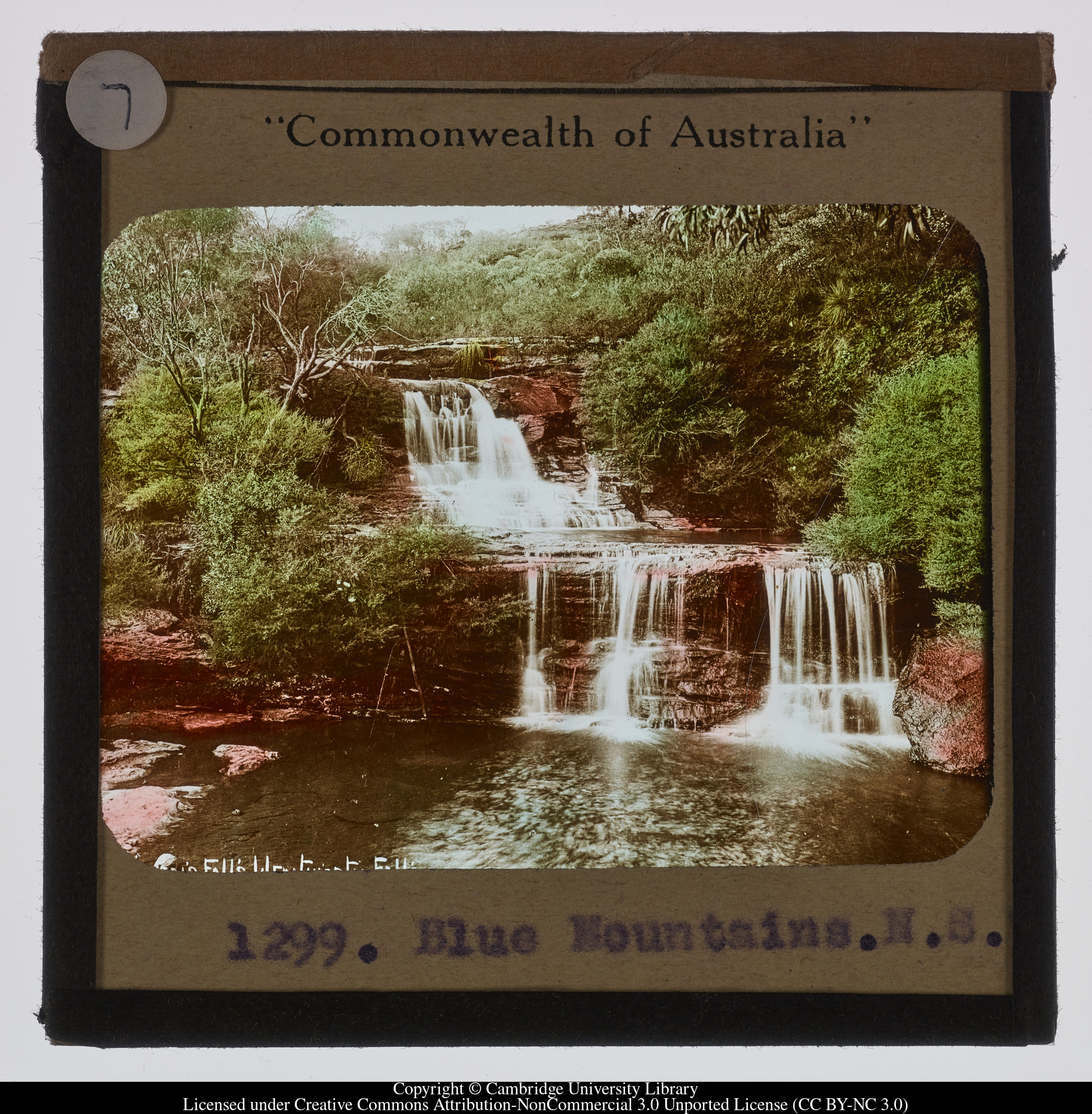Blue Mountains N.S.W. [coloured: shows a waterfall], 1900 - 1940