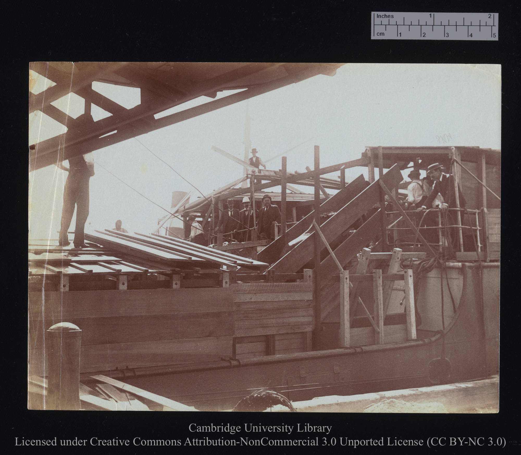 [Steep gangway, with horse ascending it], 1899 - 1901