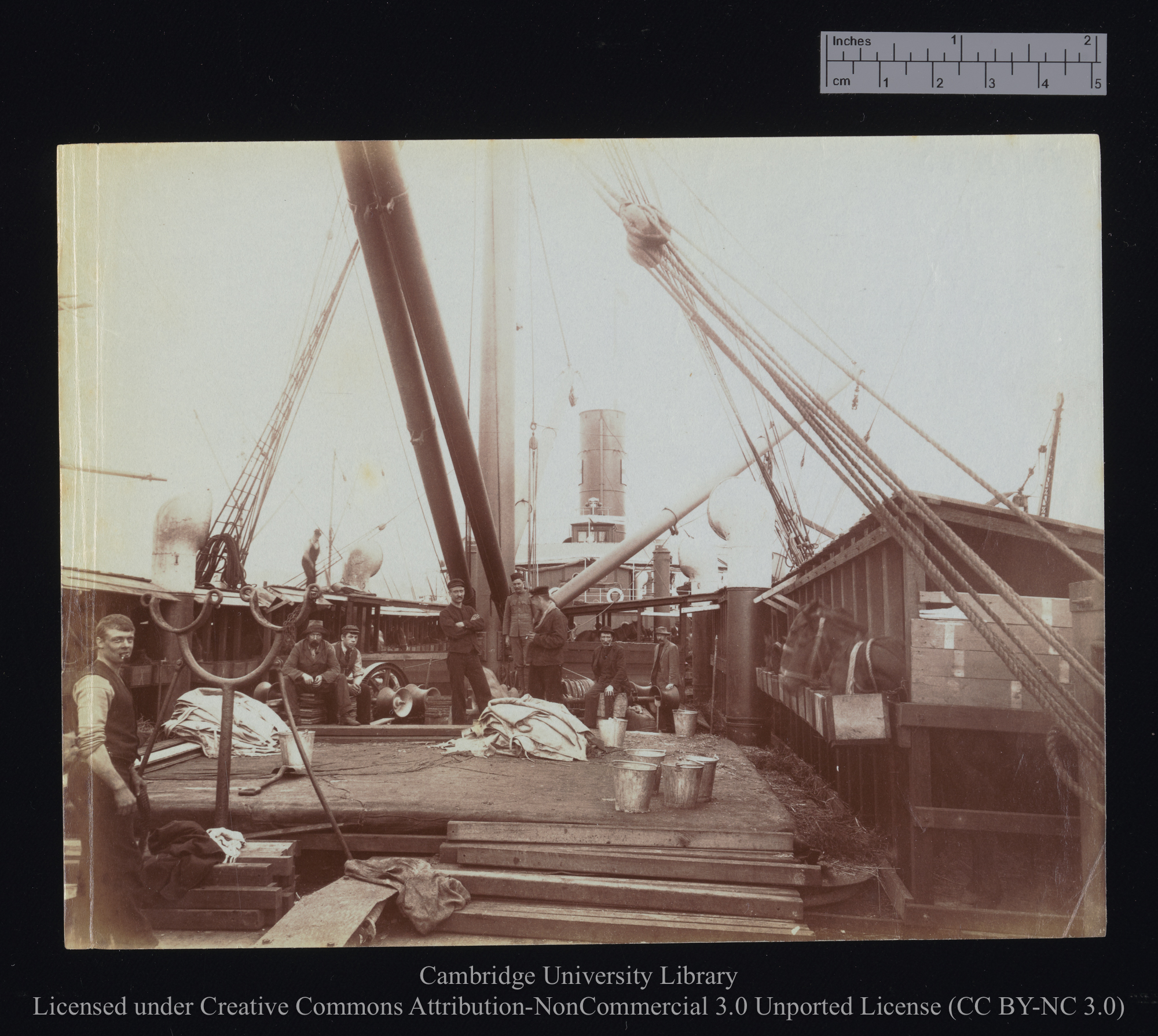 [Right-hand side of stabling clearly shown, left in the background; a funnel seen in the background resembles that of Cornwall], 1899 - 1901