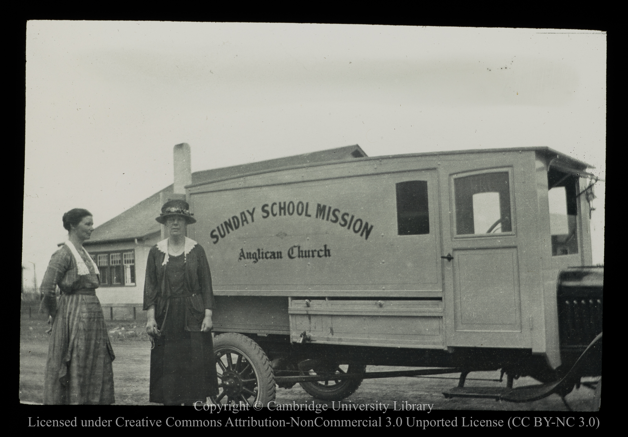 Miss Bashford and Miss Henley with S.S. [i.e. Sunday School] by Post Van, 1910 - 1930