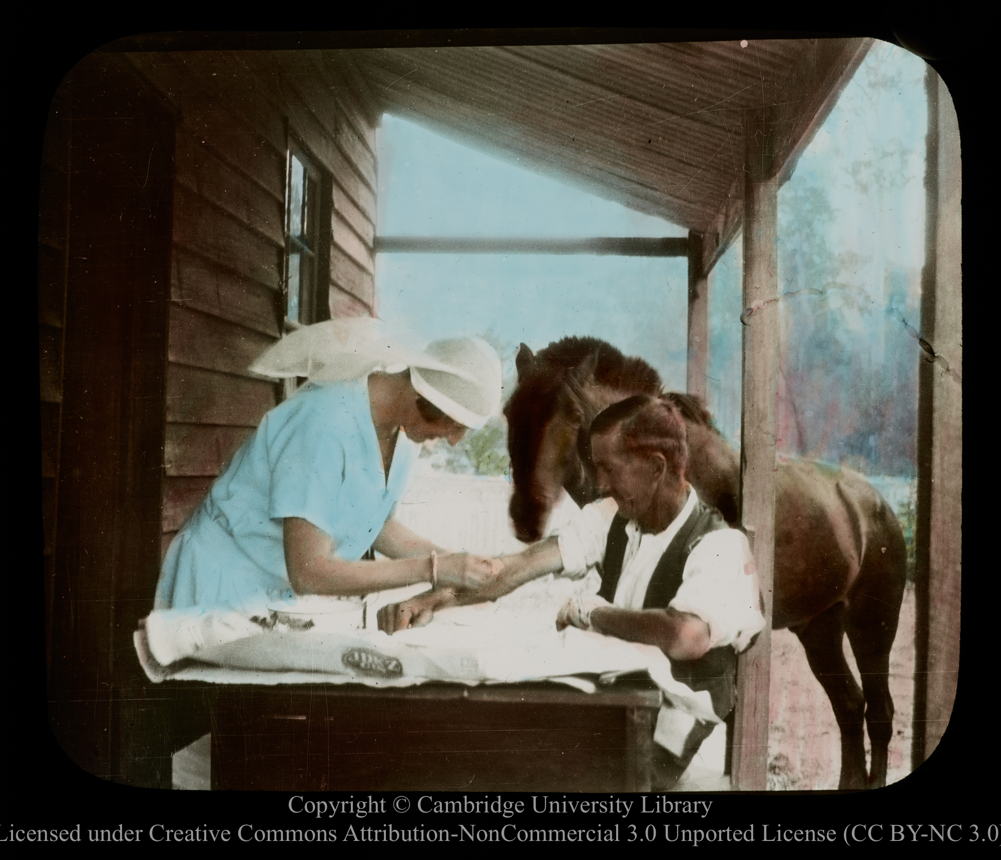 BCA [i.e. Bush Church Aid] nurse with patient and visitor, 1910 - 1930