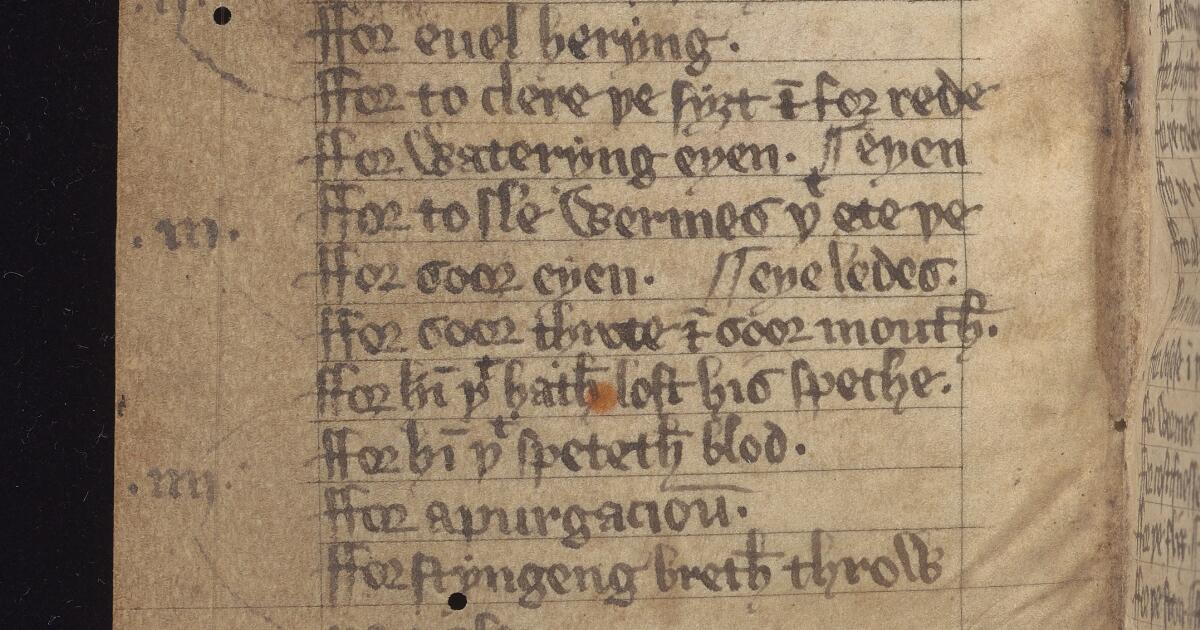 Western Medieval Manuscripts : Medical recipes and charms