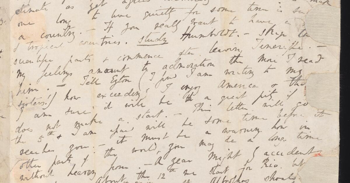 Darwin Manuscripts : Charles Darwin's Letters To His Family From HMS ...