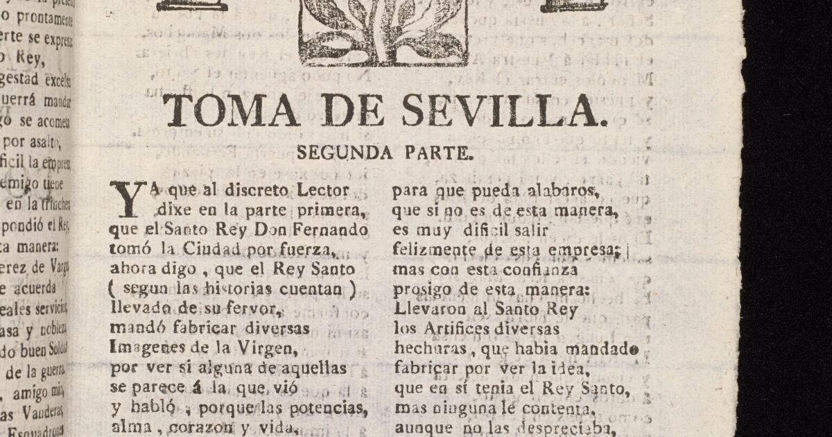 Spanish Chapbooks Toma de Sevilla por el santo rey Don Fernando